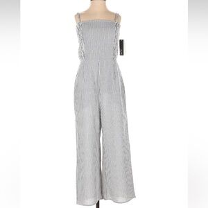 Anthropology Black and White Striped Jumpsuit